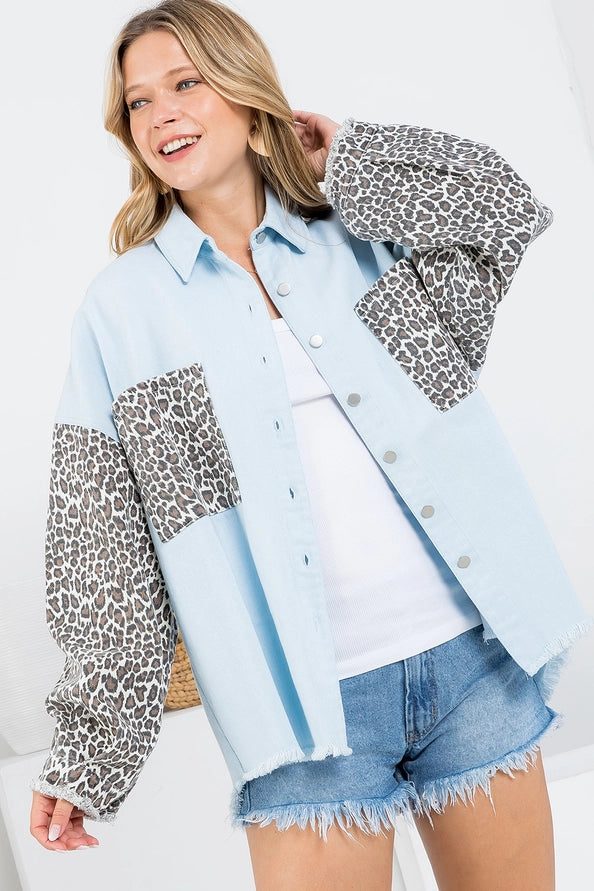 Leopard Print Denim Jacket