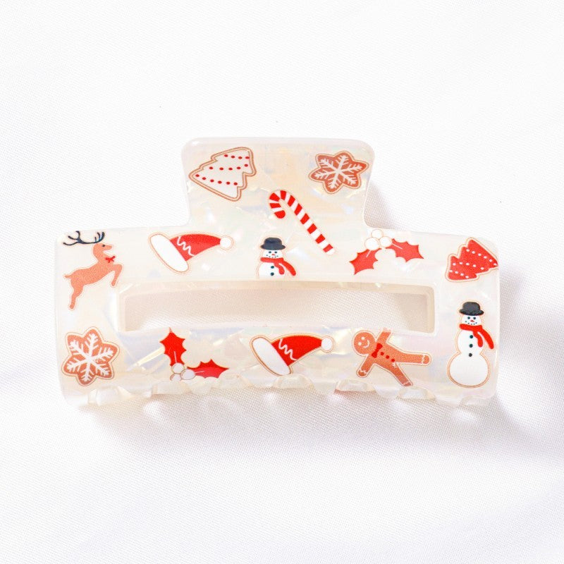 Christmas Tree Santa Holiday Hair Claw