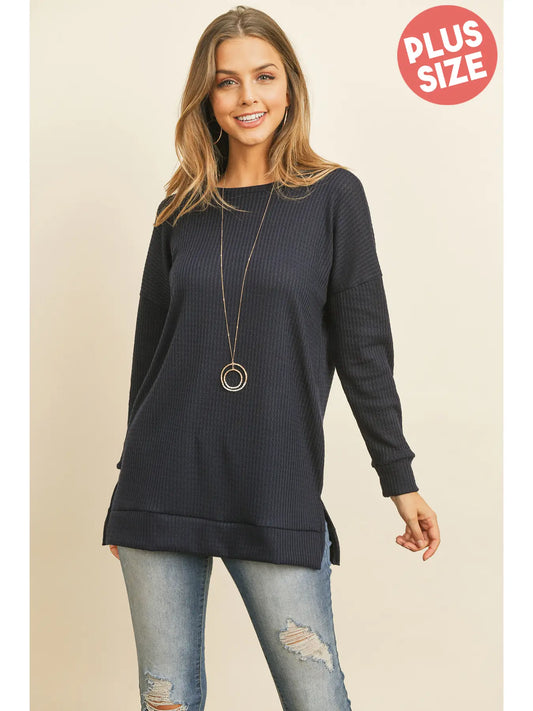 PLUS Time & Again Waffle Knit Top