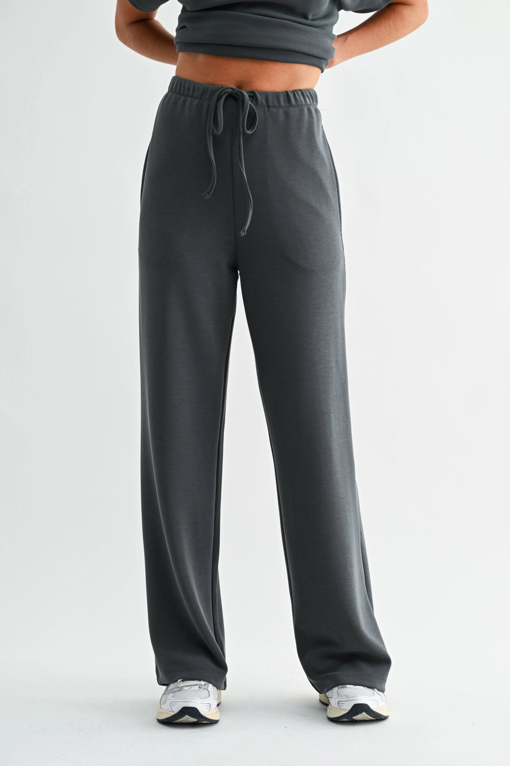 Simple Scuba Wide-Leg Pant Ash Grey