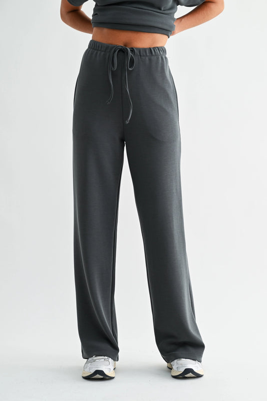 Simple Scuba Wide-Leg Pant Ash Grey