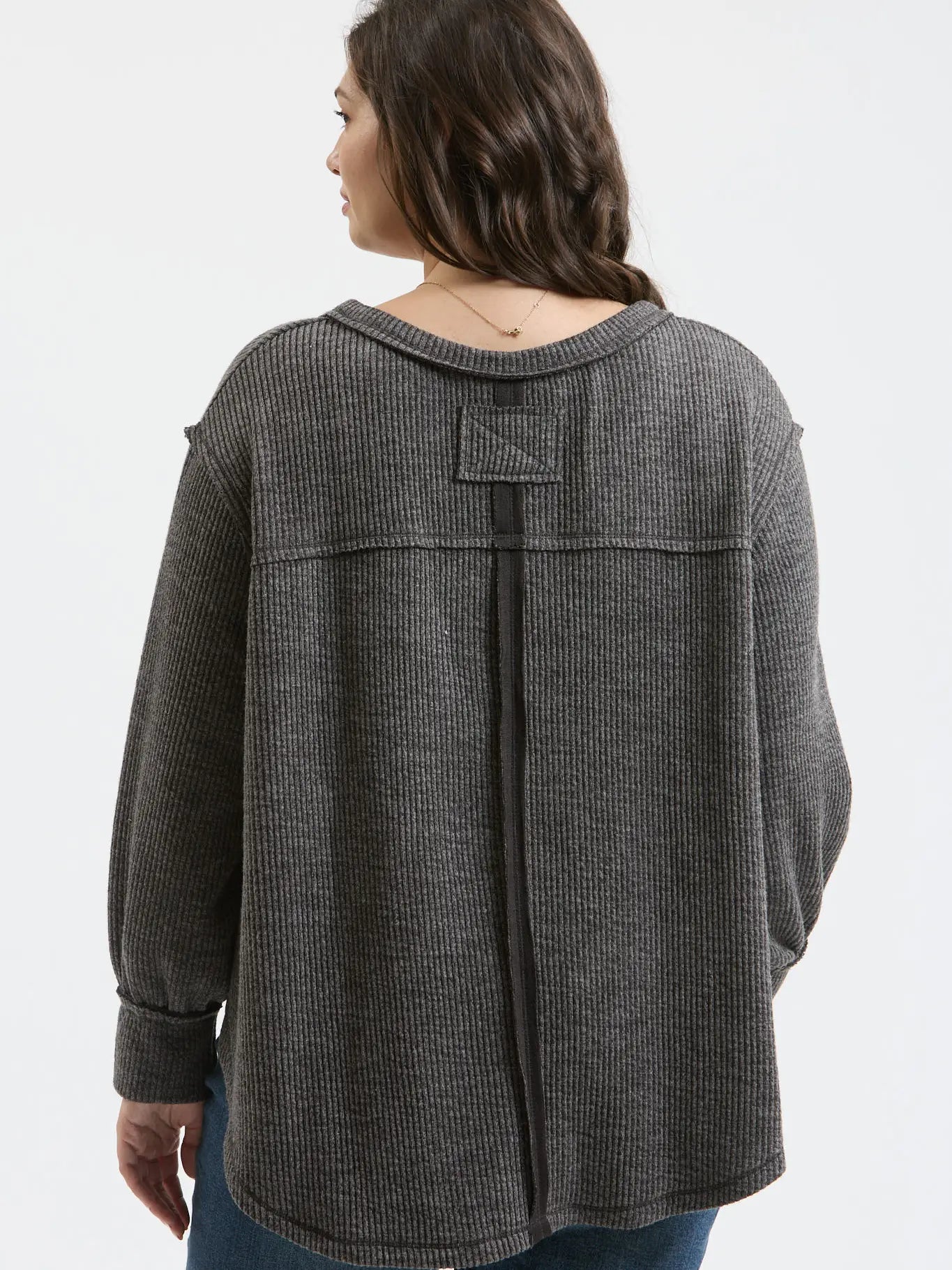 Everyday Basic Ribbed Top Plus Black