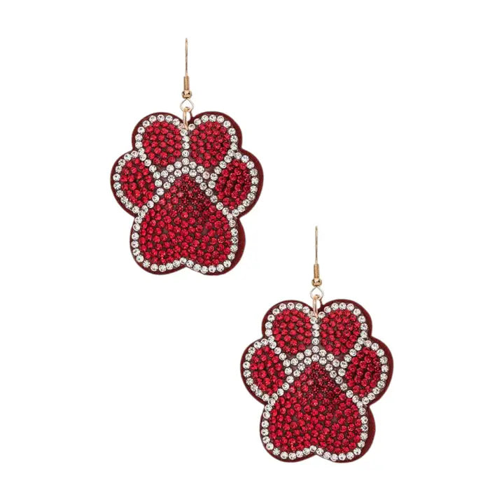 Color Paw Print Crystal Pillow Earrings