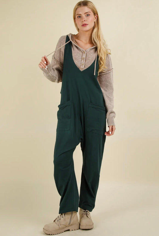 Green Casual Loose Jumpsuit