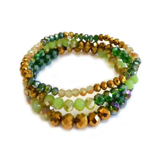 3 Pcs Set Stackable Multi Glass Beaded Stretch Bracelets