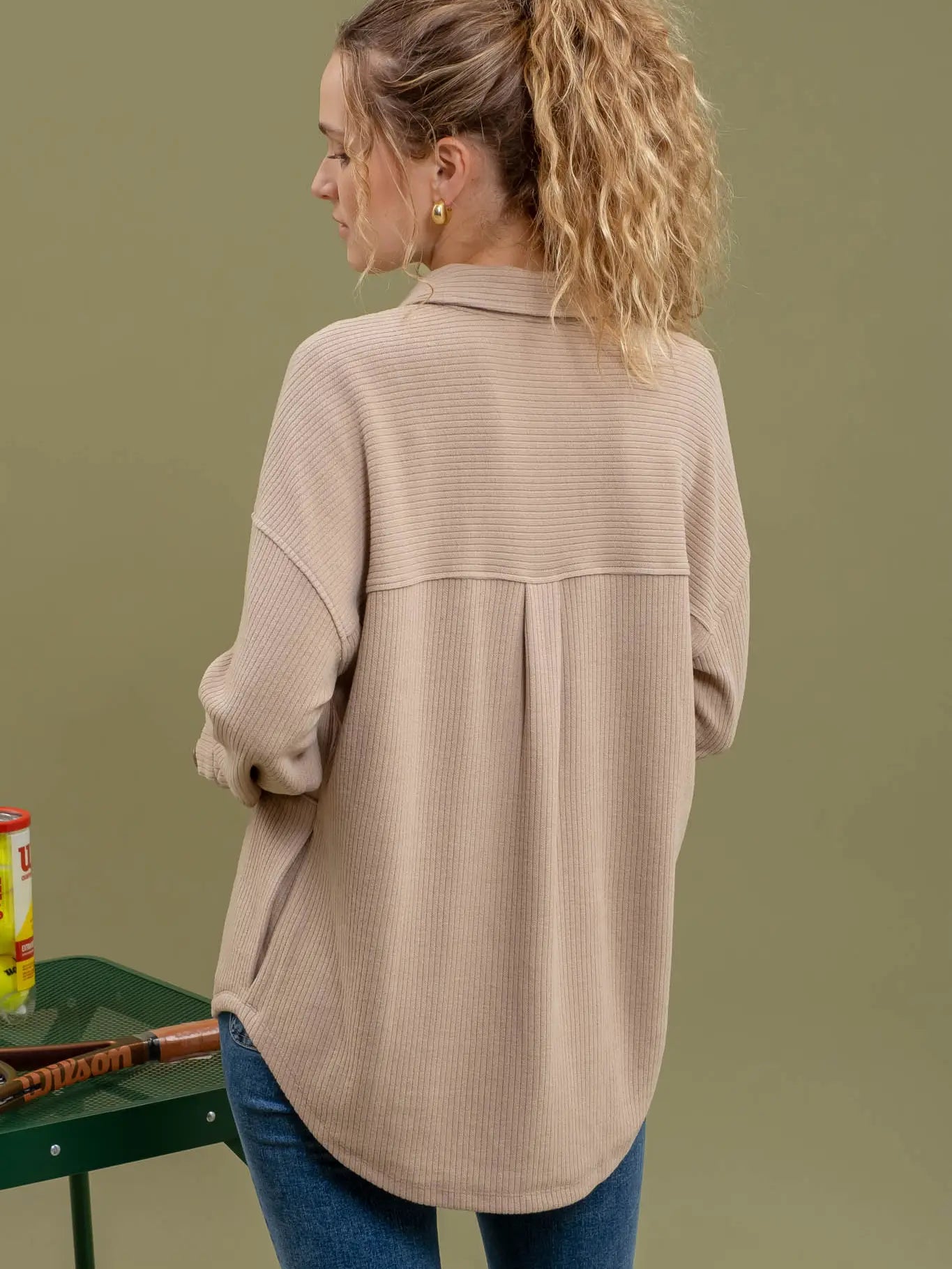 This Is It Button Knit Top Taupe