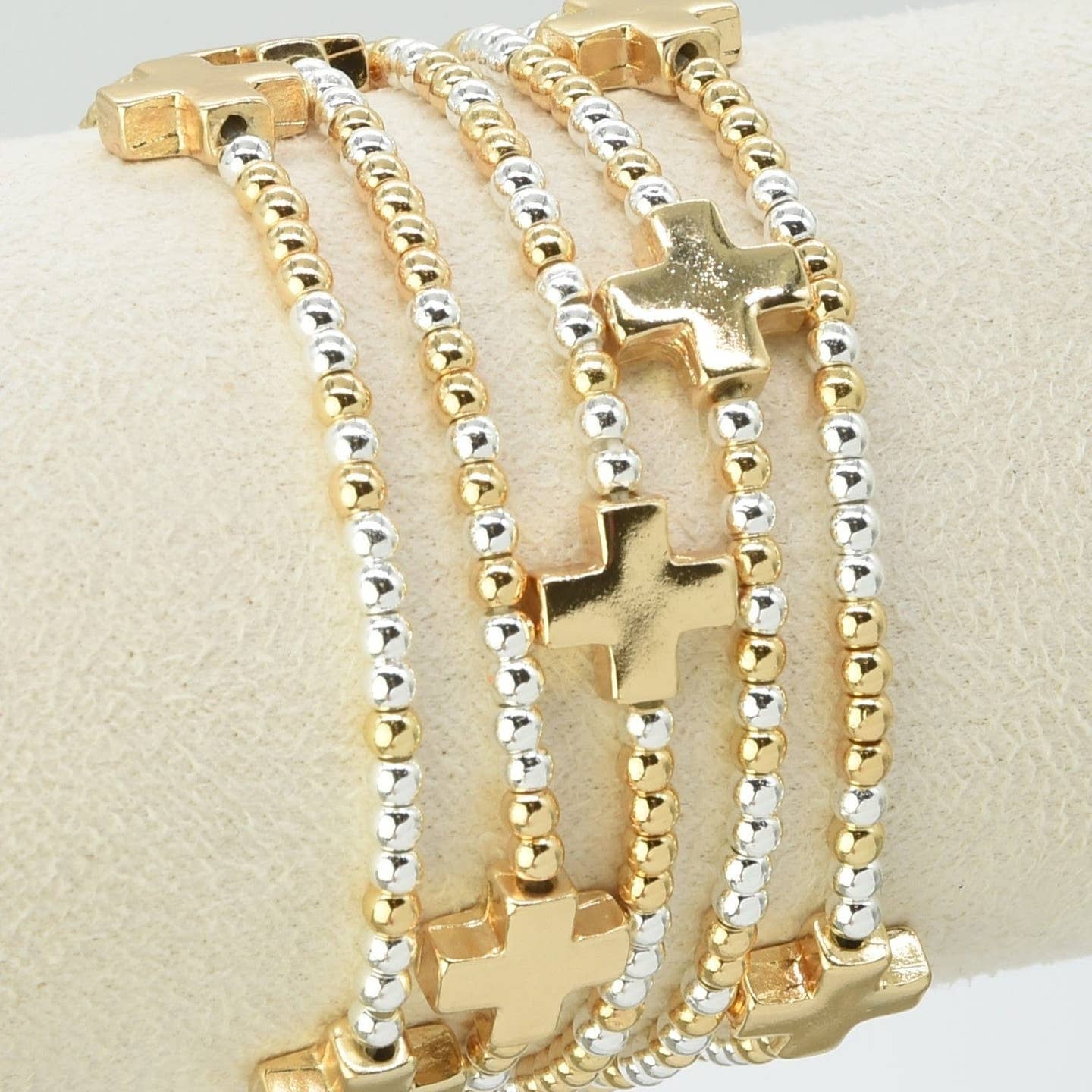 5 Piece Cross Beaded Bracelet Set