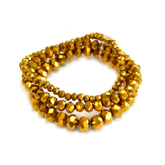 3 Pcs Set Stackable Multi Glass Beaded Stretch Bracelets