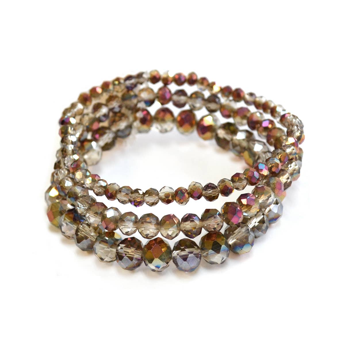 3 Pcs Set Stackable Multi Glass Beaded Stretch Bracelets