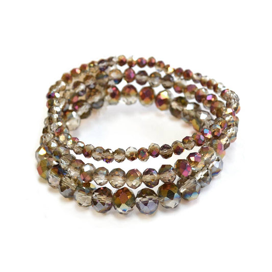 3 Pcs Set Stackable Multi Glass Beaded Stretch Bracelets