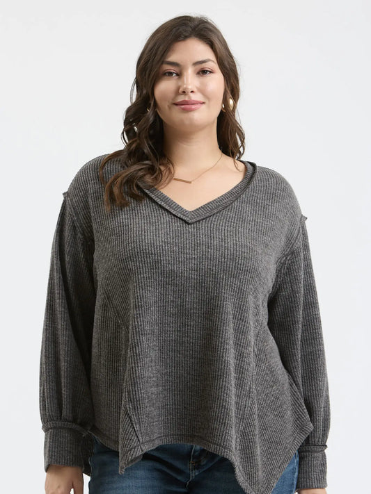 Everyday Basic Ribbed Top Plus Black