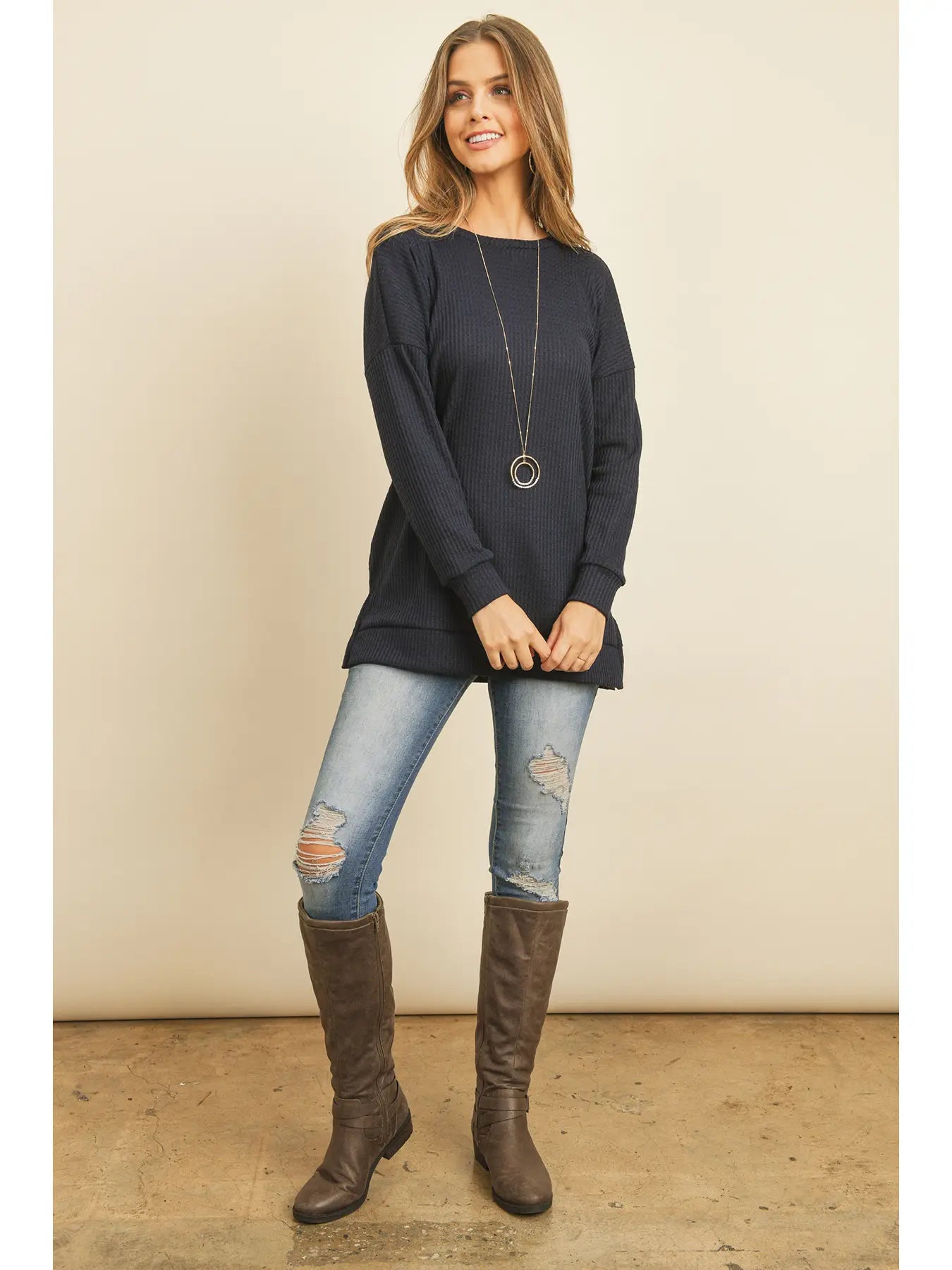 PLUS Time & Again Waffle Knit Top