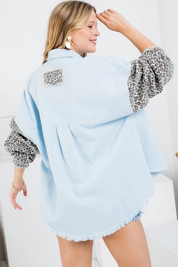 Leopard Print Denim Jacket