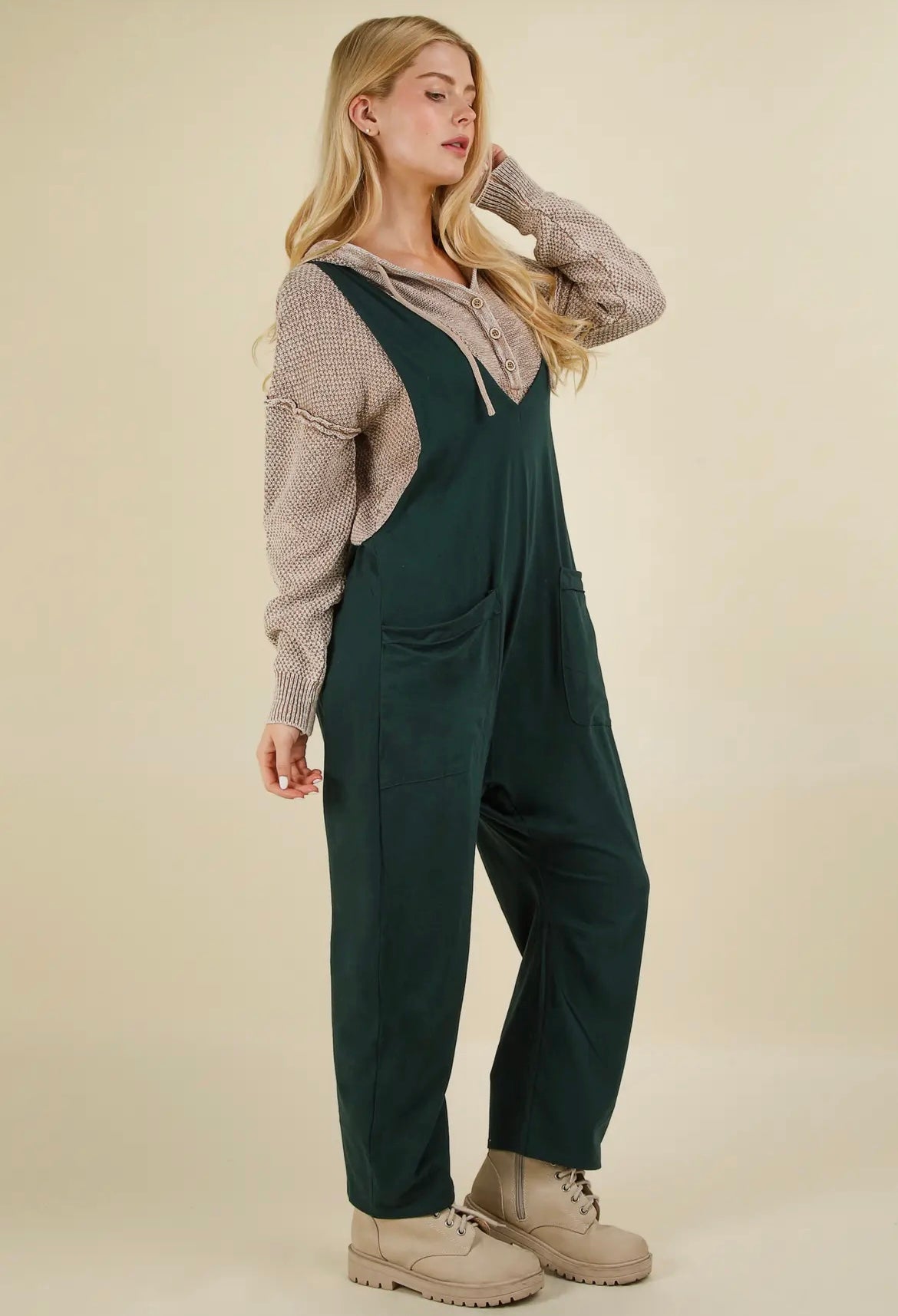 Green Casual Loose Jumpsuit