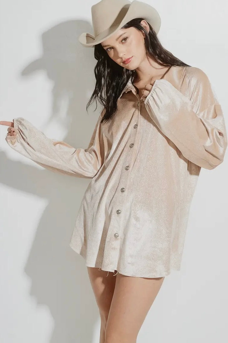 Sunset Satin Button Down