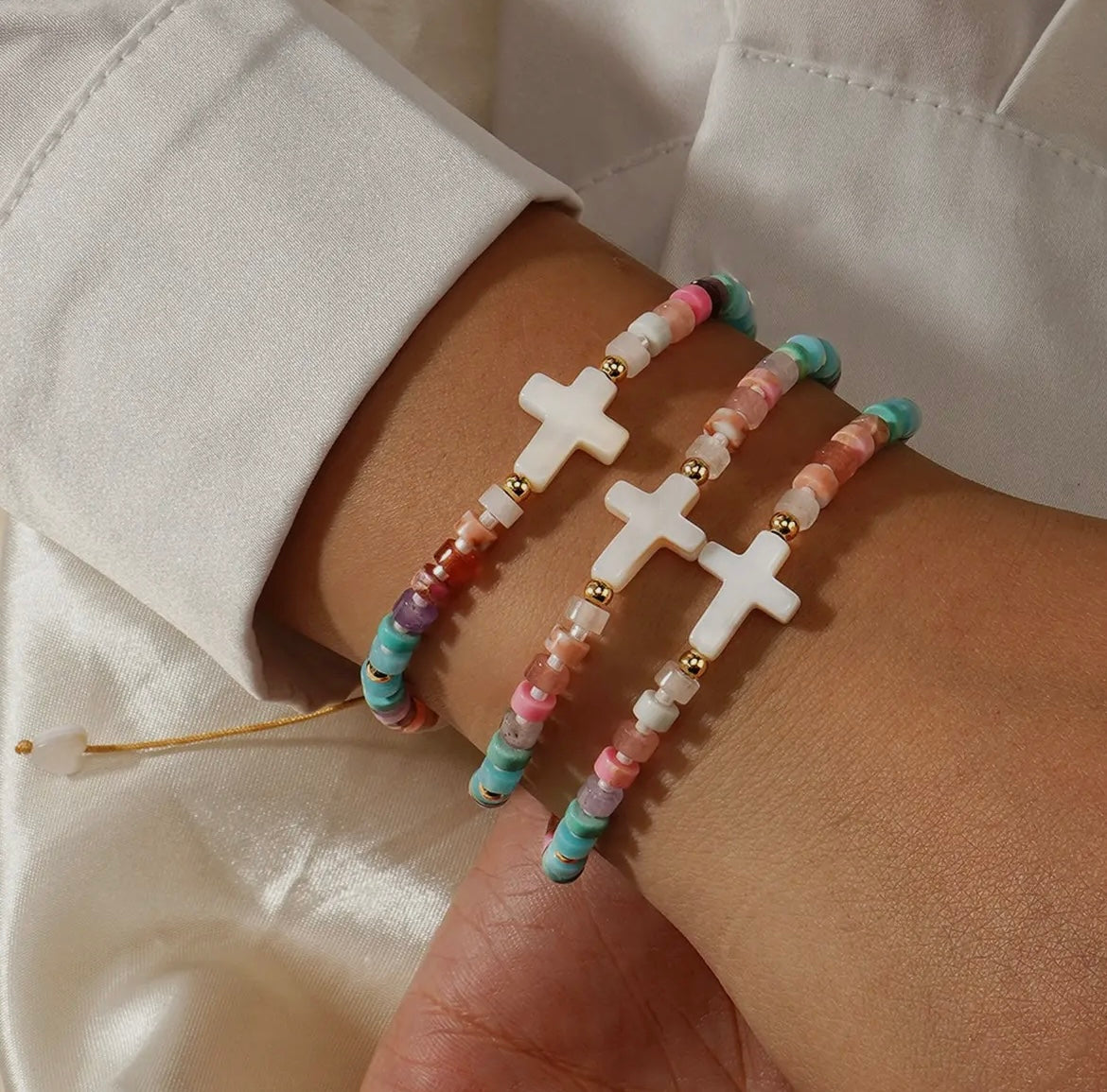 Sweet Iron Gallstone Cross Bracelet
