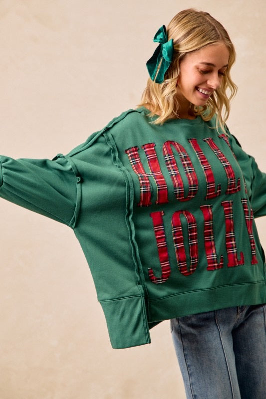 Holly Jolly Green Plaid Sweatshirt