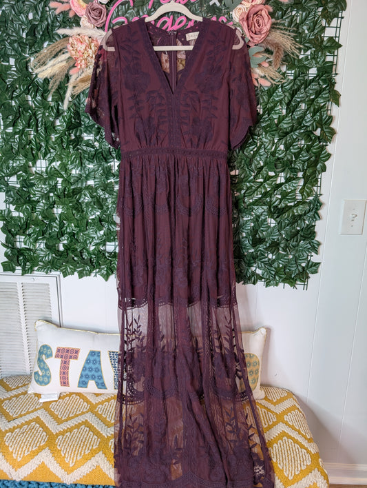 Long burgundy dress size med