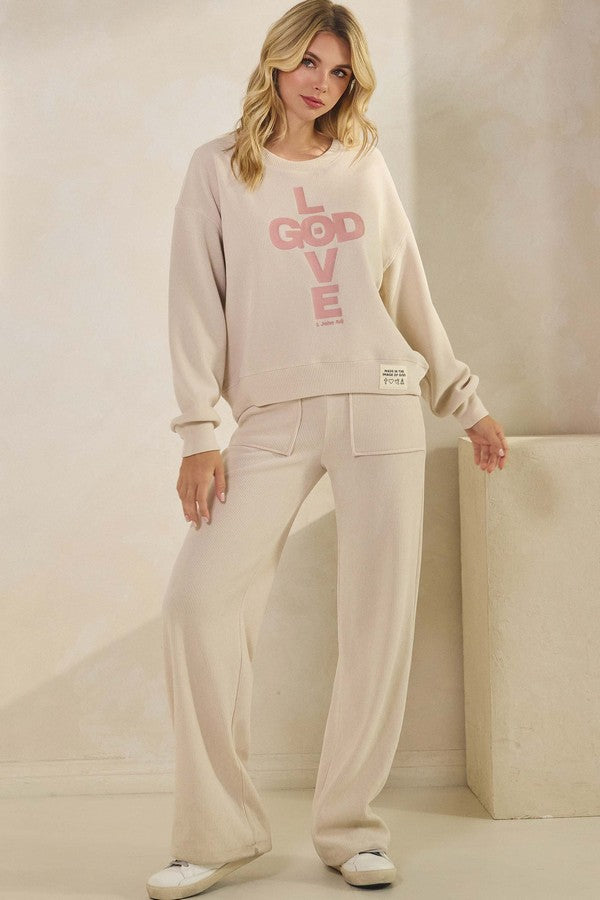 God Is Love Corduroy Pullover Sweatshirt