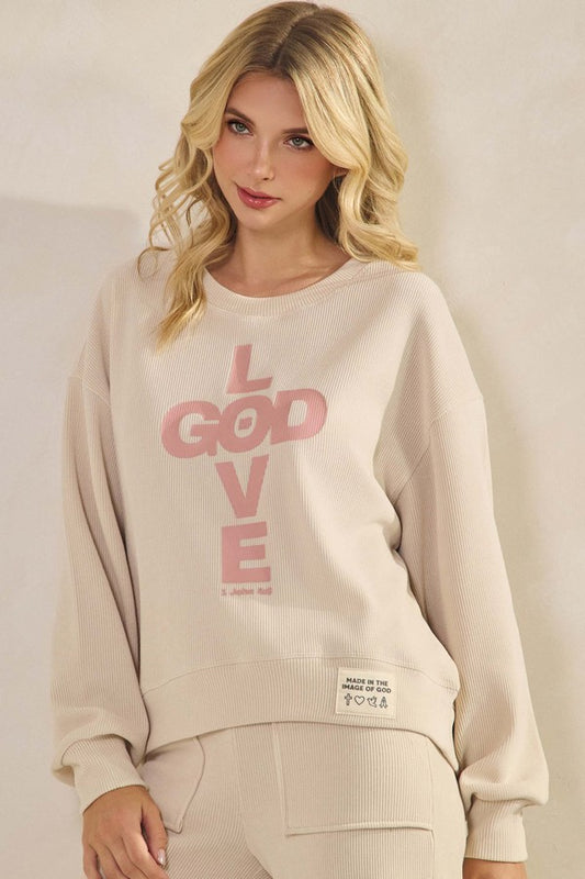 God Is Love Corduroy Pullover Sweatshirt