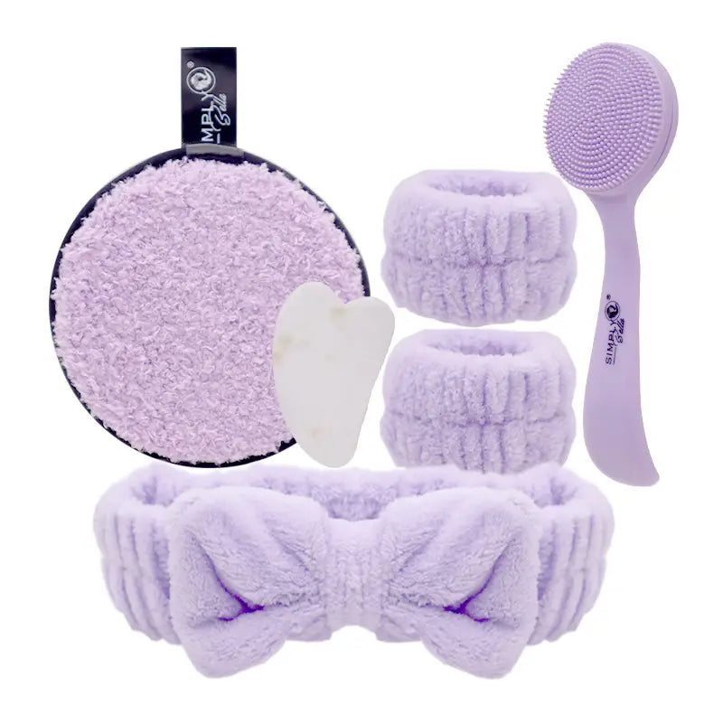 Purple Spa Headband & Wristband Set