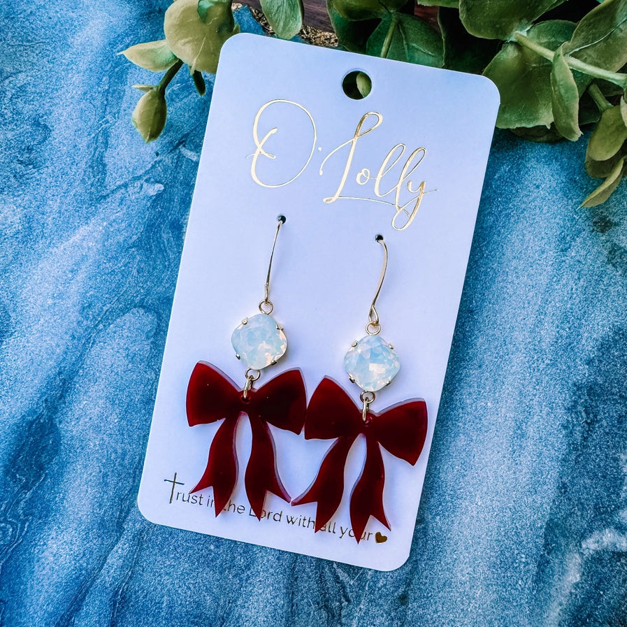 Acrylic Stone+Bow Earrings state