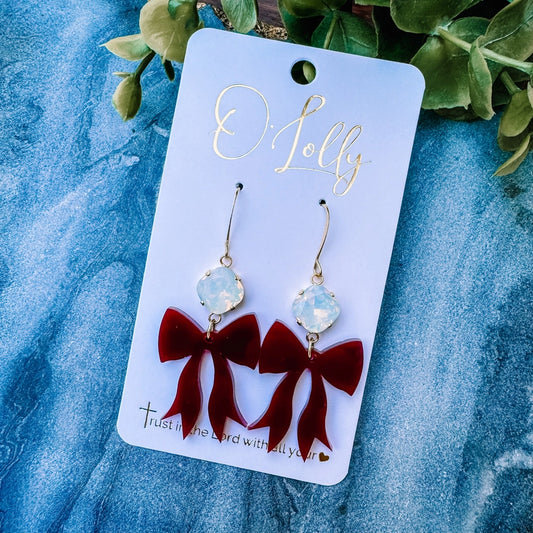 Acrylic Stone+Bow Earrings state