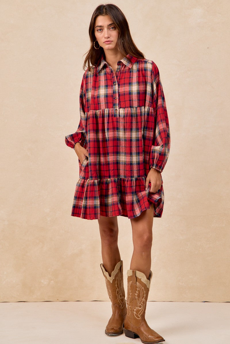 Sweet & Sassy Flannel Dress