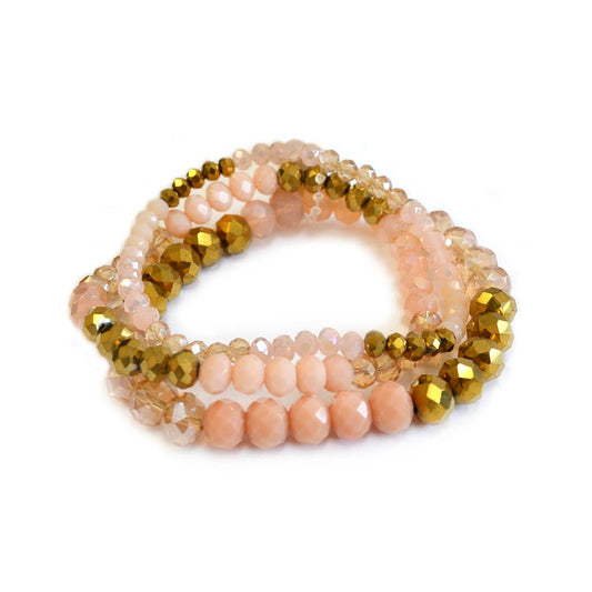 3 Pcs Set Stackable Multi Glass Beaded Stretch Bracelets