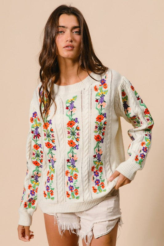 Flower patch sweater