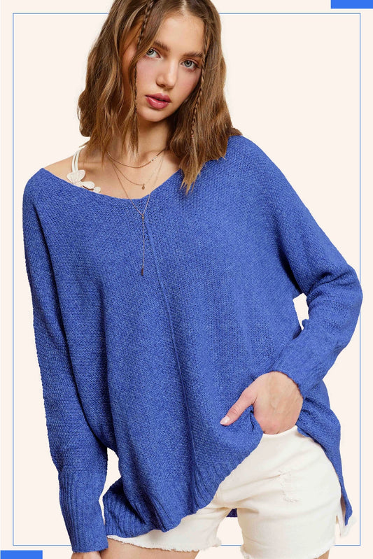 Cool Breeze Textured Sweater Royal Blue
