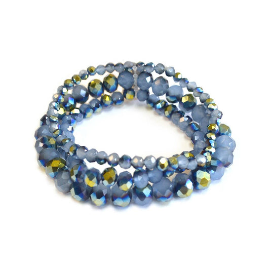 3 Pcs Set Stackable Multi Glass Beaded Stretch Bracelets