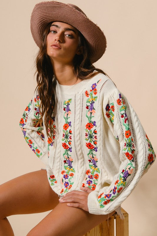 Flower patch sweater