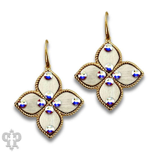 Four Point Clover Earring with Austrian Crystals
