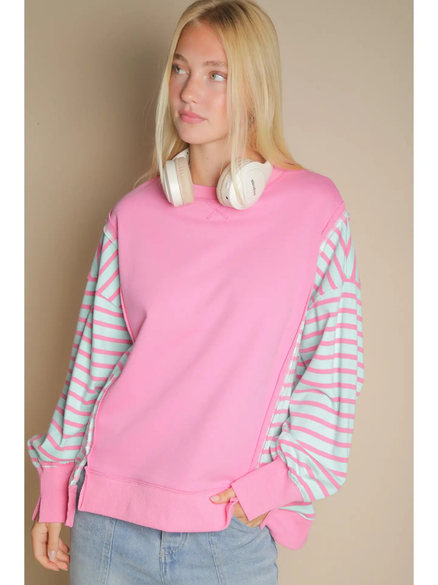 PLUS Sweet Escape Striped Sleeve Top