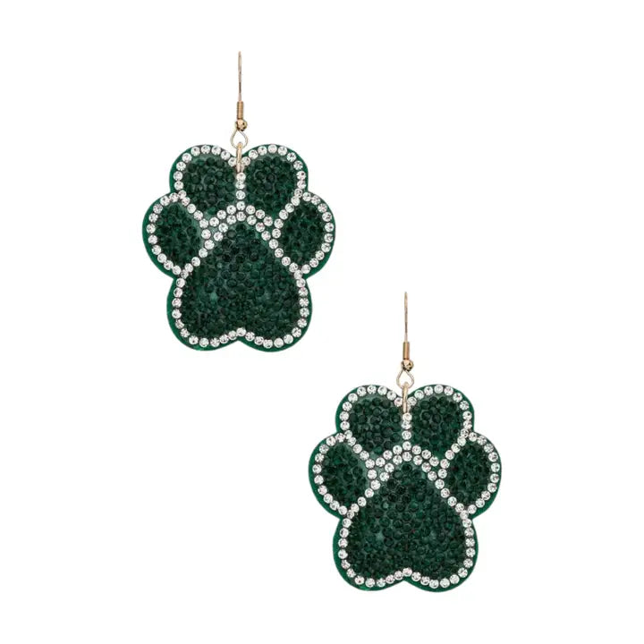 Color Paw Print Crystal Pillow Earrings