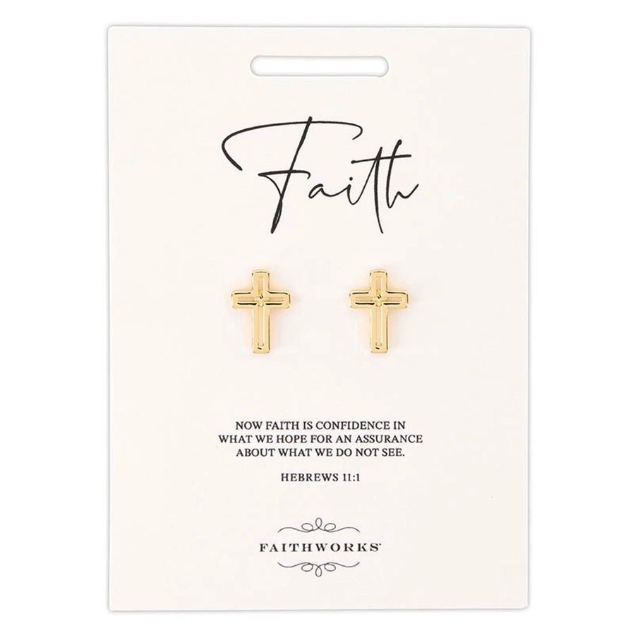 Cutout Cross Earrings - Gold