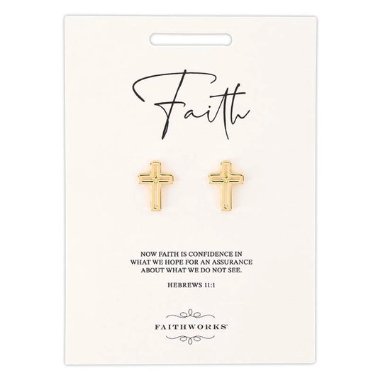 Cutout Cross Earrings - Gold