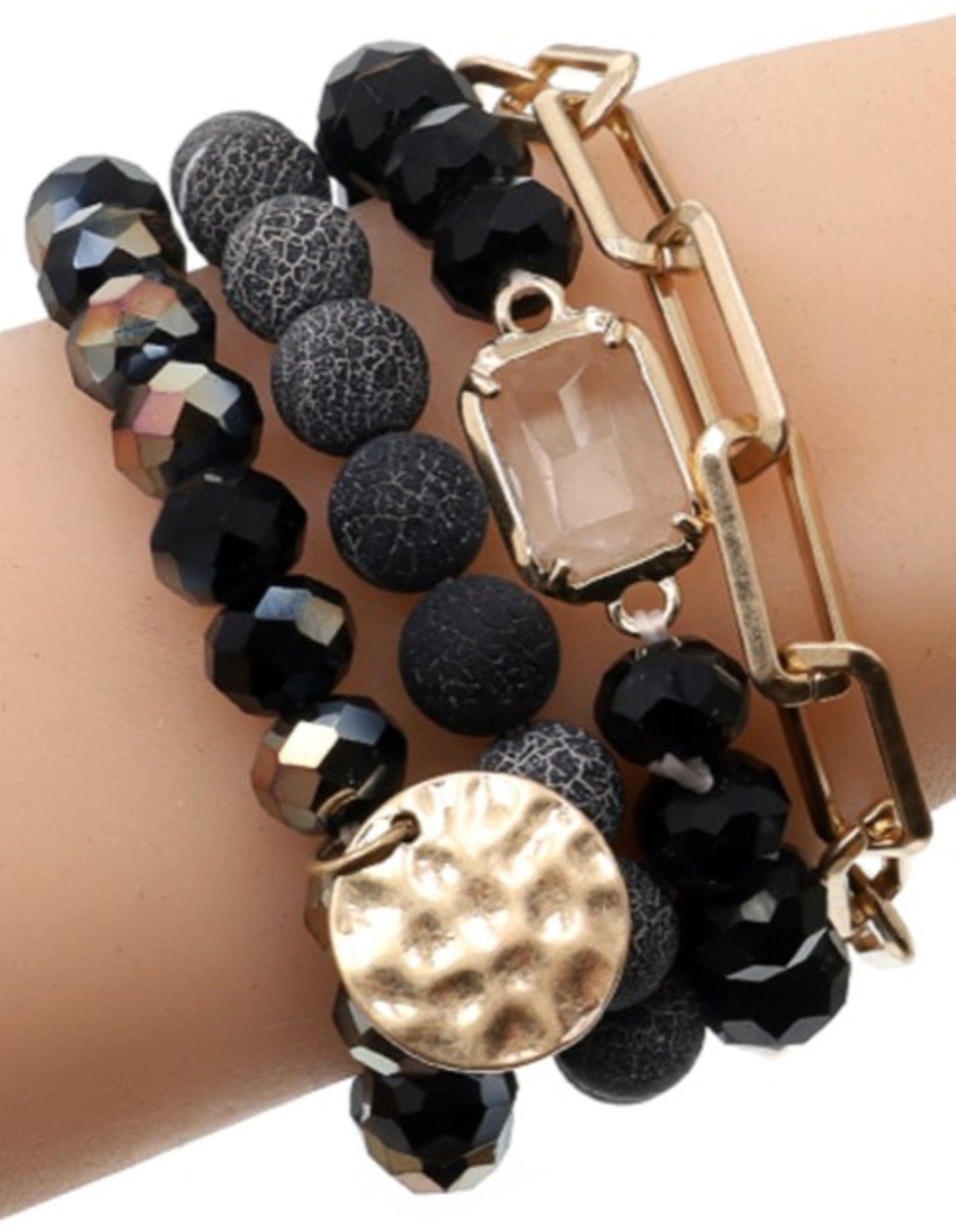 Multi Stone Crystal Beaded Bracelet Set