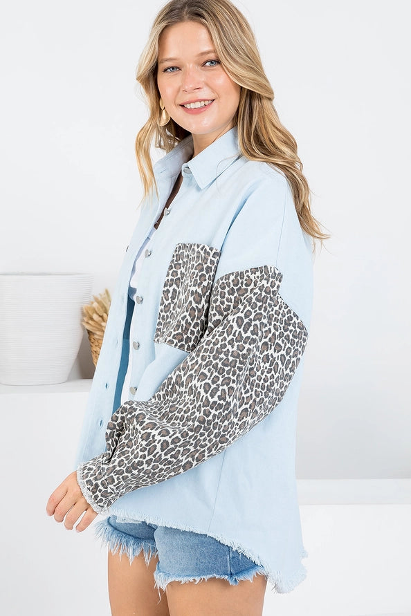 Leopard Print Denim Jacket