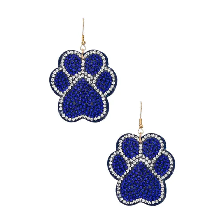 Color Paw Print Crystal Pillow Earrings