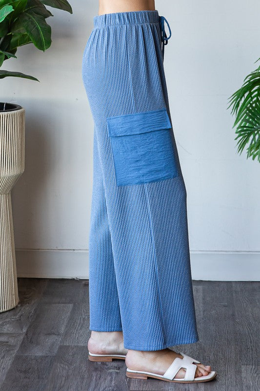 Not Today Blue Ribbed Pants