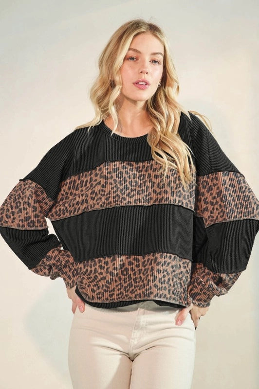 Sutton Leopard Ribbed Top
