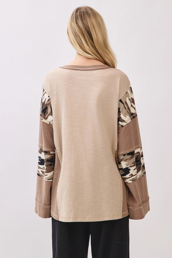 Oversized Camo Patchwork Top