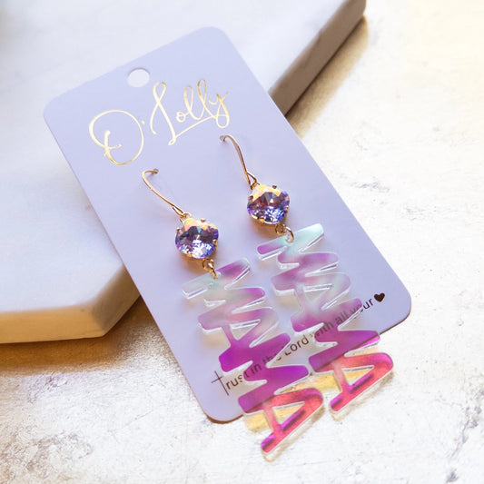 Acrylic Mama Earrings W/Stone