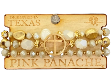 Pink Panache Gold Cross Bracelet Set