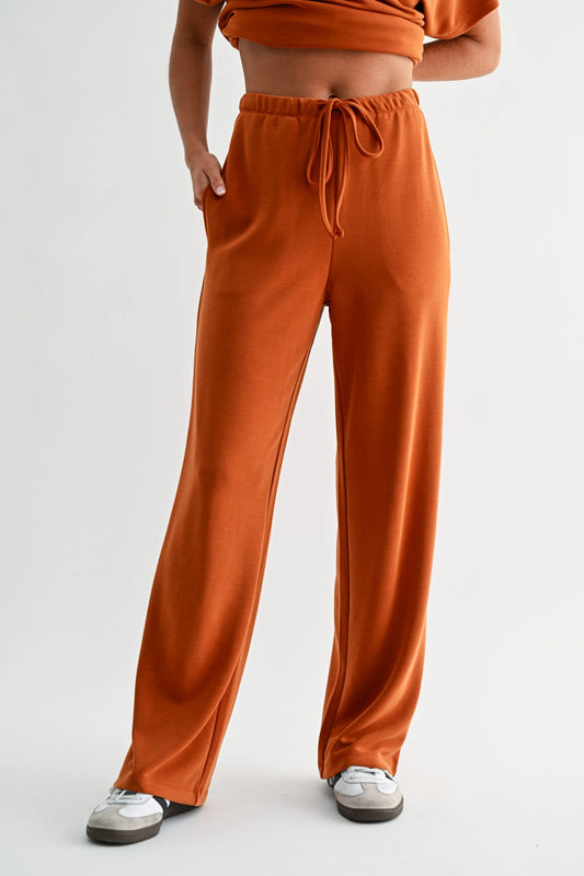 Simple Scuba Wide-Leg Pant Burnt Amber
