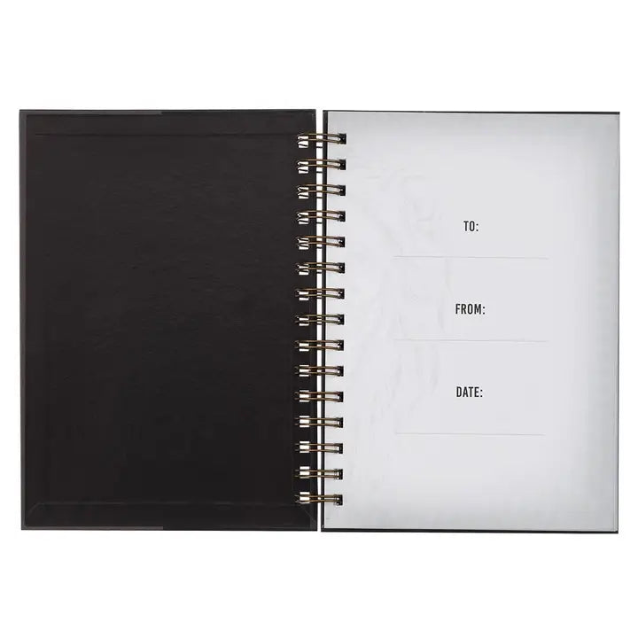Journal Wirebound Black/Gray Be Strong Josh. 1:9