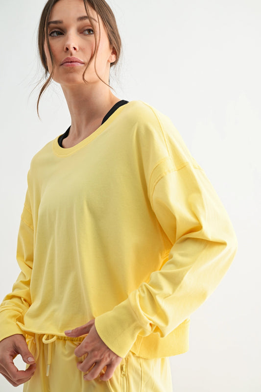 Open Back Long Sleeve Tee Yellow