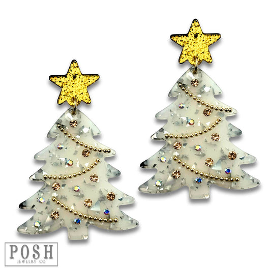 White Christmas Tree Earring